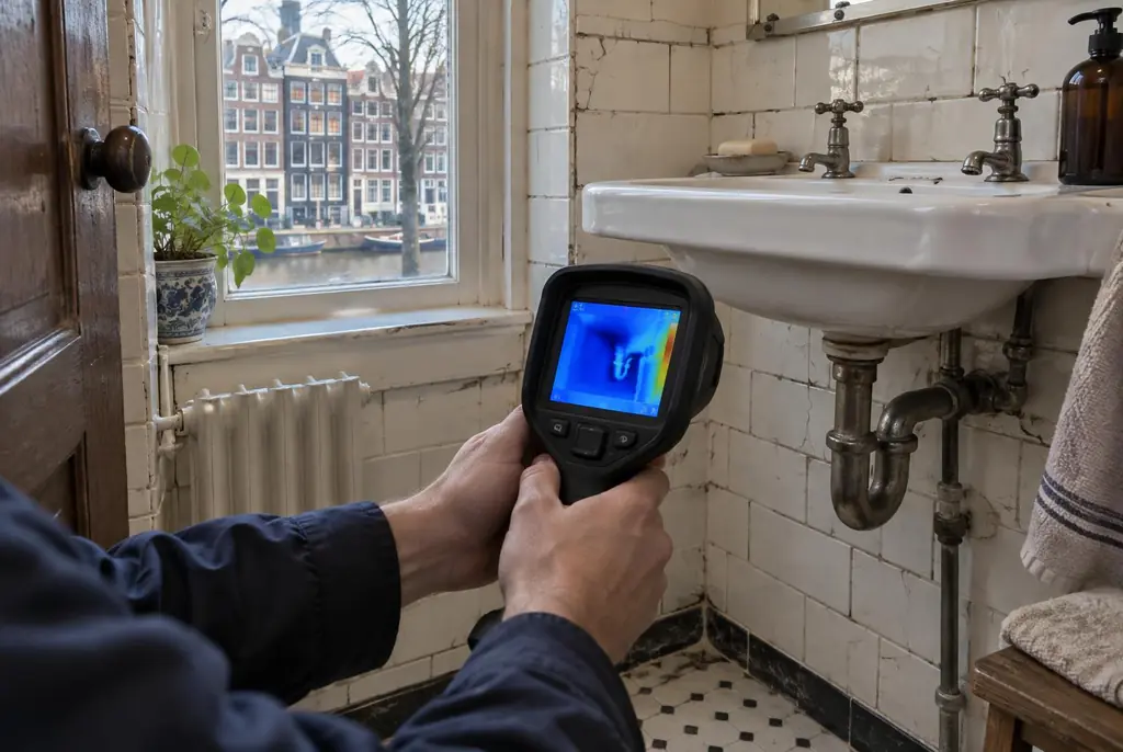 Lekdetectie Nijkerk – badkamer met oude leidingen achter de tegels