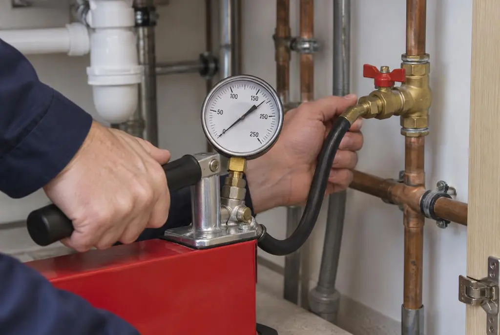 Lekdetectie Nijkerk – druktest op een waterleiding met een manometer