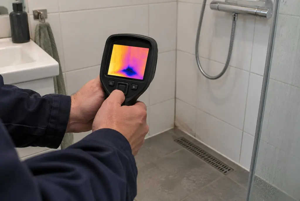 Lekdetectie Nijkerk – lekdetectiespecialist met warmtebeeldcamera in een badkamer