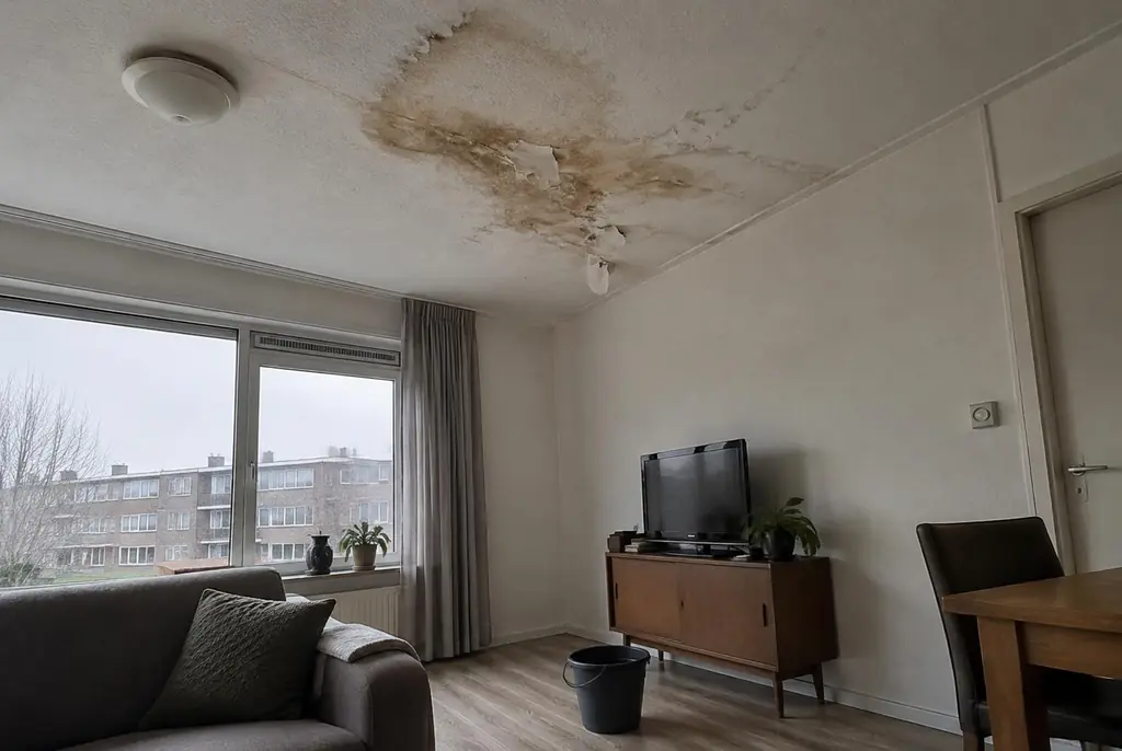 Lekdetectie Nijkerk – vochtplek op het plafond onder een badkamer
